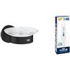 Grohe Portasapone GROHE Start QuickFix con supporto e colla rapida A1 (metallo e vetro, fissaggio nascosto, viti e tasselli inclusi), dimensioni 125 x 58, nero opaco, 411932430