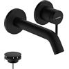 hansgrohe Tecturis S - Rubinetto lavabo a incasso per montaggio a parete, Miscelatore lavabo risparmio idrico (EcoSmart) con bocca di erogazione 16,5 cm, nero opaco, 73350670