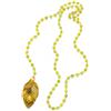 Sorelle Frappalà Collana lunga tessile fatta a mano, lavorata all'uncinetto con pietre naturali di Serpentino giallo, pendente con foglia in tessuto e charms in pietre naturali - Idea regalo donna. Pezzo unico.
