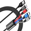 SDBAUX 3A/1.2M Multi Cavo USB 4 in 1, Multiplo Cavetto con 2 iP Micro USB Tipo C Intrecciato Cavo USB Ricarica Rapida, per Telefono iOS, Android Galaxy, Sony, Moto, OnePlus, Xiaomi, Hoor View, PS4