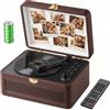 Gueray Lettore CD Pelle Portatile con Altoparlanti 3600mAh Ricaricabile Bluetooth per Arredamento Casa, Regalo Festival Design Valigetta Retro con Telecomando, Supporta USB AUX(Marrone)