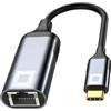 Co2 Adattatore USB-C a Ethernet, adattatore Gigabit RJ-45 LAN 10/100/1000 Mbps, Plug & Play, indicatori LED, chip Realtek RTL8153, alluminio grigio, compatibile con MacBook, PC, TV Box (USB-C)