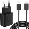 JupptElectronics Confezione da 2 Batterie USB C da 25 W 1.5 m USB C cavo di Ricarica Rapido per Samsung Galaxy A53 5G S23 S22 S21 FE Ultra S21 Plus S20 S20+ A70 A53 M52 Note 8/9/10 Super Fast Charging USB C Charger