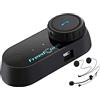 FreedConn Auricolare Bluetooth per casco da moto, TCOM VB 2-Way 800M Sistemi di comunicazione interfono per casco integrale e ribaltabile ecc.(Radio FM/IP65/con microfono 2 in 1) Interfono per moto