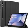 EasyAcc Custodia Cover Compatibile con Samsung Galaxy Tab S9 FE+/ S9+/S10+ 12.4 Pollici 2023 con Cover Leggero Supporto in Pelle PU Case, SM-X810 (Wi-Fi)/SM-X816B (5G Global)/SM-X818U, Nero