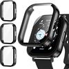 Kamita [3Pezzi] Kamita Custodia Compatibile con Xiaomi Redmi Watch 5 Lite, Antiurto Duro PC Bumper Case con Protezione Dello Schermo in 9H Vetro Temperato, Protettiva Custodie per Redmi Watch5 Lite (Nero*3)