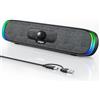 SOULION R200 Soundbar Bluetooth USB Casse per PC, Laptop, Monitor, Altoparlanti compatti con 3 effetti luminosi a LED, Alimentazione Tramite USB-C