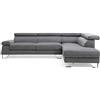 Menzzo Quentin Divano ad Angolo, Metallo,Tessuto, Grigio, L260 x P180 x H72 cm