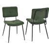 MEUBLE COSY Set di 2 Sedie da Pranzo Retro Imbottito con Schienale Senza Braccioli in Tessuto Gambe in Metallo per Cucina Sala Soggiorno, Spugna, Verde
