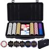 Engelhart - 320950 - Set Poker - Valigetta in Metallo Nero con 300 Gettoni (14 g) Senza Numero, 2 Set di Carte, 1 Bottone da Croupier, 5 Dadi