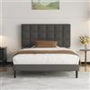 Yocreat Letto imbottito 90 x 200 cm, letto singolo, telaio con testiera e rete a doghe, altezza 30 cm, grigio scuro