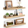 Emfogoo Mensola da parete in legno, set di 3, 40 x 10 cm, scaffale galleggiante, mensole da parete di stoccaggio, massimo 10 kg, per soggiorno, camera da letto, ufficio, bagno o cucina