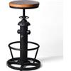 BOKKOLIK Industrial Bar Stools Kitchen Island Dining Chairs Swivel Wooden Seat Bar Counter Height Adjustable 25-31inch