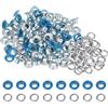 QUARKZMAN 100 Set Kit Occhielli in Metallo 5mm 3/16 Occhiello per Teloni Piccolo con Foro Rondelle per Scrapbooking Scarpe Abbigliamento Pelle Tela, Cielo Blu