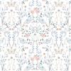 Fiula Carta da parati autoadesiva per mobili, 44 cm x 3 m, carta da parati con fiori, colore bianco, impermeabile, fiori rosa, carta da parati decorativa, per camera da letto, soggiorno, blu