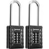 NOVLOCK Lucchetto con combinazione arco extra lungo da 7 cm - alta sicurezza, codice a 4 cifre per armadietti, armadi, depositi, cancelli, capanni e recinzioni - 2 pezzi, nero
