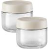 Jiakalamo Overnight Oats - 2 bicchieri rotondi da 280 ml, con coperchio, con coperchio a vite, per Overnight Oats, insalata, yogurt, budino, chutney, contenitori in vetro riutilizzabili (bianco)