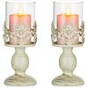 Nuptio 2 Pezzi Vintage Metallo Portacandele Intagliato, Pacchetto Aggiornato Decorazione Candelabro Centrotavola Matrimonio