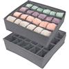 Avesteir Set di 2 organizer cassetti intimo, 24 Celle porta mutande da cassetto, Pieghevole organizzatore di biancheria intima, scatola porta calzini, per Reggiseni, Fazzoletti e Cravatte (Grigio)