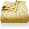 CHUFFED Coperta in 100% cotone, 270 x 230 cm, morbida e traspirante, motivo a nido d'ape, leggera come coperta da divano, coperta per soggiorno, divano, colore giallo chiaro