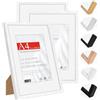 HIMEETIME® 3x Cornice per foto-A4 21x29.7cm,legno di ayous,Bianco,Passepartout 15X21cm,Cornice per foto 21x30 medie con vetro artificiale infrangibile-Montaggio a parete o esposizione da tavolo