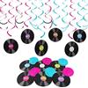 SUNBEAUTY Rock 'n' Roll Music Party - Dischi decorativi in vinile, da appendere, 12 pezzi