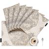 TOPLUXE Tovagliette Jacquard Damascato Lavabili Set di 6 Beige