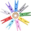 guangyuan 100 Mollette per Biancheria in Legno, Mini Clip, in Legno, 3 cm, con 10 M, Spago di Iuta per Foto, Decorazione, Tempo Libero Creativo (Colore)