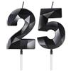 mciskin Candele nero per 25° compleanno, candela 3D numero 25 per torta, decorazioni per 25° compleanno per ragazzi e ragazze, candele decorazioni nero Torta Topper per feste Suppie