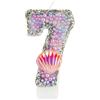 mciskin Candele a forma di coda di sirena per 7° compleanno, con numero 7 con paillettes rosa e conchiglia, candele per torta con perle rosa e viola, per ragazze, decorazioni per feste di compleanno a tema
