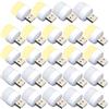YUANQIAN Mini lampadina a LED USB, plug-in, bianco caldo, compatta, ideale per camera da letto, bagno, cucina, auto, luce d'atmosfera USB (12 pezzi, bianco + 12 pezzi caldo)