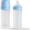 Nuby RapidBottle - Confezione da 2 biberon in vetro anti-coliche, con tettarella in silicone rivestito in silicone, alimentazione rapida, senza microplastiche, sterilizzazione rapida, 255 ml, colore