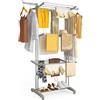 VOUNOT® Stendino Verticale Salvaspazio a 4 Livelli 125x62x173 cm, Stendibiancheria Pieghevole Grande Capacità con Ruote e Ali Ripiegabili, Uso Interno ed Esterno, Grigio
