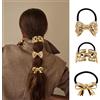 Blessmrich 4 pezzi polsini per capelli per donne e ragazze in metallo dorato braccialetto elastico per capelli porta coda di cavallo signore accessorio per capelli nero elastico treccia elastico (4)