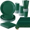 PYAILI Stoviglie per Feste 121 Pezzi Verde Scuro Festa della Addobbi Ragazza di Compleanno dei Dambini Articoli per Feste Set Include Piatto Carta Party Tazze Tovaglioli -24 Ospiti