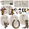 MYPRACS Set di 6 stampi in silicone a ferro di cavallo, motivo: cowboy dell'Occidente