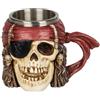 Romeeton Tazza da birra con teschio, tazza vichinga con scheletro, boccale da birra in resina, tazza da caffè e tè, regalo per Halloween da bar (D)