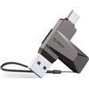 ORICO Chiavetta USB 64 GB USB 3.2 Memory Stick OTG fino a 150 MB/s 2 in 1 Tipo C Flash Drive in metallo per iPhone 17/16/15/Smartphone Android/Tablet/Mac/Laptop/PC, Grigio, CB05