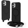 VAVAVOOMY Cover Compatible con iPhone 12 Mini(5.4) rimovibile custodia in silicone,[Antiurto][Antiscivolo] Custodia con Regolabile Collana per Cordino Collana Necklace Cover Corda-Nero
