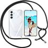 ISOI Cover con Cordino per Samsung Galaxy A16 4G/5G, Custodia Trasparente con Collana Tracolla Laccio Collo Ultra Sottile Morbido TPU Silicone Antiurto AntiGraffio Antiscivolo Case, Nero