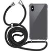 MyGadget Cover per iPhone X | Xs - Custodia con Corda - Case con Cordino Trasparente Antiurto con Laccio | Tracolla - Practical Stylish - Nero