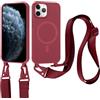 Jrkvniv Cover per iPhone 11 Pro Max con Cordino, Custodia con Regolabile Laccio Collana Tracolla, Ultra Sottile Silicone Antiurto AntiGraffio Protettiva Case per iPhone 11 Pro Max, Rosso