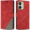 SONWO Cover per Redmi 13C 4G, Flip Caso in PU Pelle Case Cover Custodia con Slot per Schede e Supporto Stand per Redmi 13C 4G, Rosso