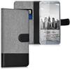 kwmobile Custodia Compatibile con LG G6 Cover Portafoglio - Case Chiusura Magnetica Portacarte Tessuto Similpelle grigio/nero