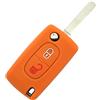 SALPIE Guscio scocca chiave auto di ricambio compatibile con Citroën: C2 dal 2006-2010 C3 2006 Berlingo 2008 Peugeot: 407 dal 2004-2008 CON VANO BATTERIA (Arancione, COVER SILICONE)