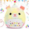 AMFUN Peluche, Happy Birthday Kawaii Giocattolo Morbido, Cuscino in Peluche, Animali di Peluche, Regalo per Figlia, Madre, Sorella, 25CM