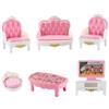 KARLOR Set di mobili per la casa delle bambole, soggiorno, 7 pezzi, scala 1:12, rosa