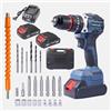 LithiCraft Trapano Avvitatore a Percussione a Batteria 21V Brushless, 45Nm, Mandrino 10mm, 2 Batterie 2.0Ah, 35+3 Coppie, con Valigetta & 24 Accessori