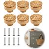 RUNEAY Pomelli per mobili in rattan, 6 pezzi, in rattan, con viti, 40 mm, per mobili, in legno boho, per armadi, cassetti, soggiorno, mobili da cucina