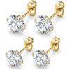 day berlin day.berlin orecchini a perno da donna Line placcati oro 18k, set da 4 con zirconi bianchi 5mm e 7mm, acciaio inox 316L, senza nichel e resistenti all'acqua